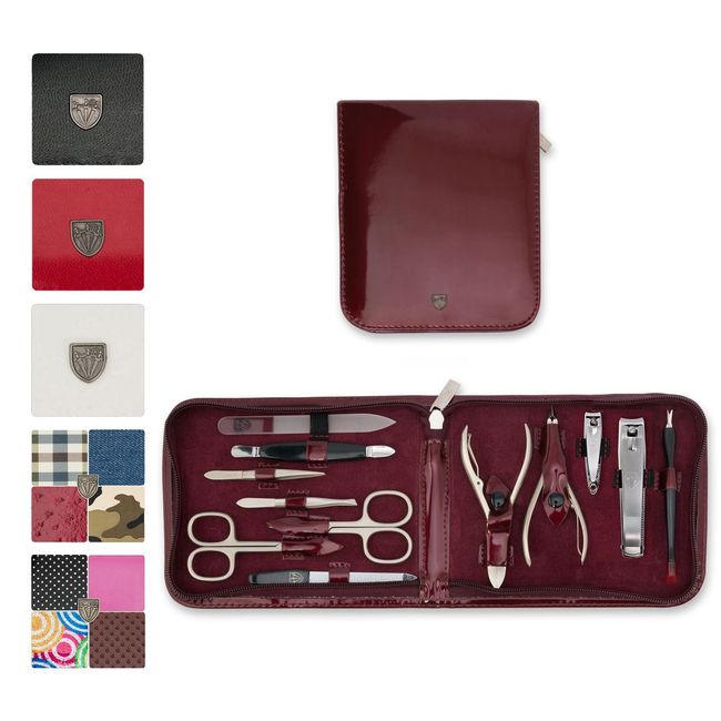 3 Swords Germany - brand quality 12 piece manicure pedicure grooming kit set for professional finger & toe nail care scissors clipper fashion leather case in gift box, Made by 3 Swords (0903)