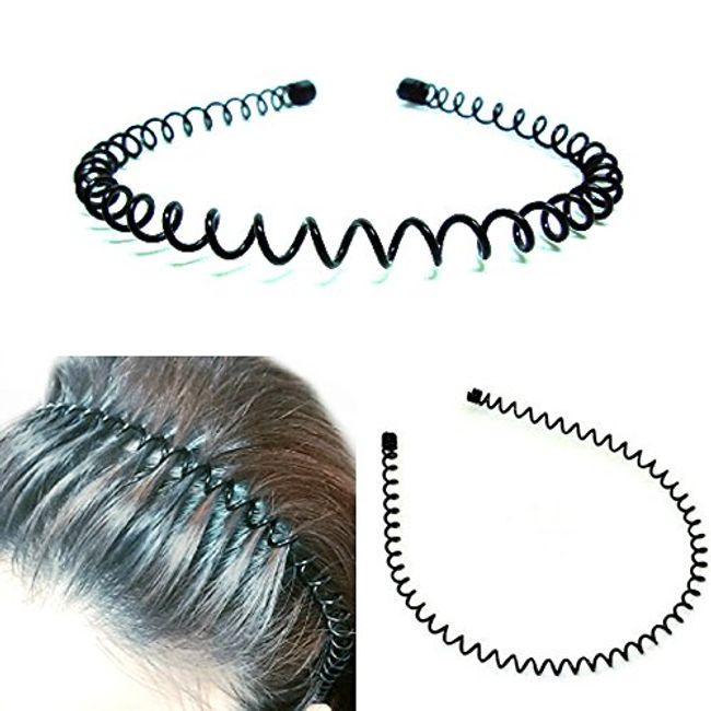 Bling Online Black Spiral Coiled Wire Headband Aliceband.