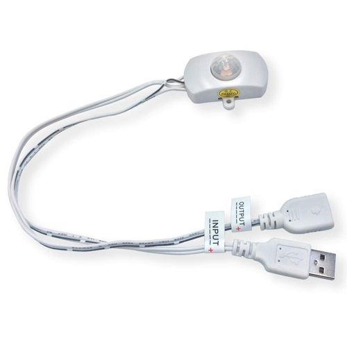 USB 5V DC12-24V 2A PIR Motion Activated Mini Body PIR Sensor Switch with USB Interface Cable for LED Strip Automatic Light Security Camera Pet Monitoring (Without Light Sensor, White)