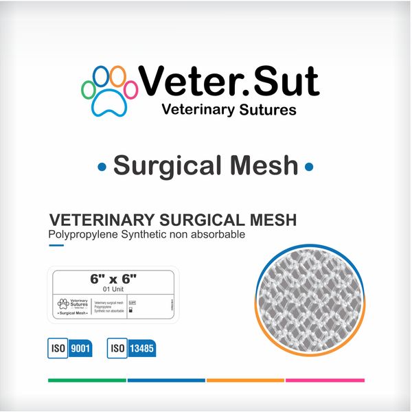 Veterinary Mesh Polypropylene Synthetic Nonabsorbable Mesh 6” x 6”
