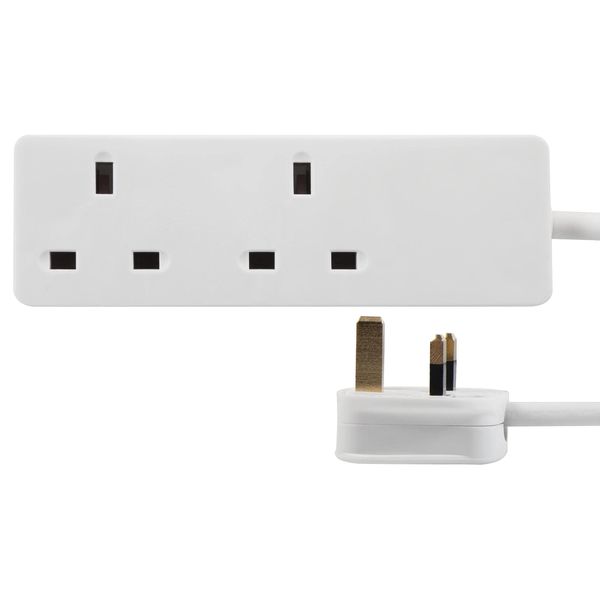 PRO ELEC PELB1403 2-Gang Extension Lead, 0.5m, White