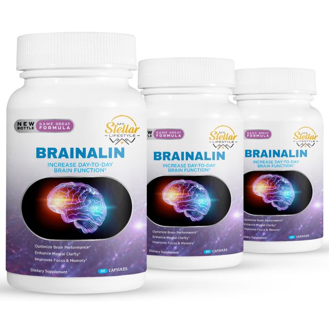 3 Pack Brainalin, promotes mental clarity & cognitive functions-60 Capsules x3