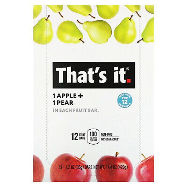 Fruit Bar, Apple + Pear, 12 Bars, 1.2 oz (35 g) Each