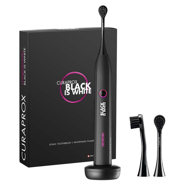 Curaprox Black is White Hydrosonic Electric Toothbrush with Charger and Travel Case