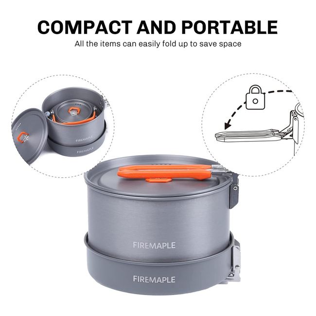 FireMaple Feast 4 Camping Cookware Set | Camper Equipment, Orange