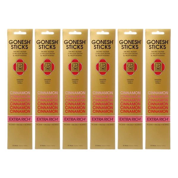 Gonesh Extra Rich Cinnamon Incense Sticks, Pack of 20, Set of 6