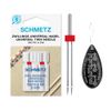 (Universal) Twin Sewing Machine Needle, Size 2.0/80, Pack of 2 Needles, Includes Large Needle Threader