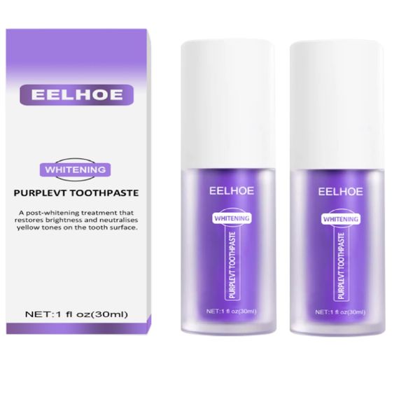 2PC Purple Toothpaste, Purple Teeth Whitening Teeth Toothpaste Teeth Whitening Toothpaste Tooth Correction Whitening Toothpaste Conceals Stains Improves Teeth Brightness Reduce Yellowing