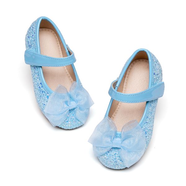 Otter MOMO Toddler/Little Girls Flower Girl Shoes Ballerina Flats Blue Shoes Size 10 Slip-on School Party Dress Shoes