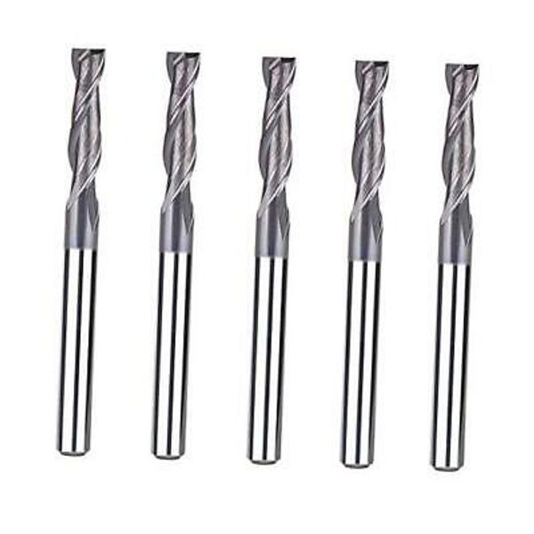 5Pcs 2-Flute Square Nose Carbide End Mill 1/8 Inch Router Bit with 1/8 D1/8"