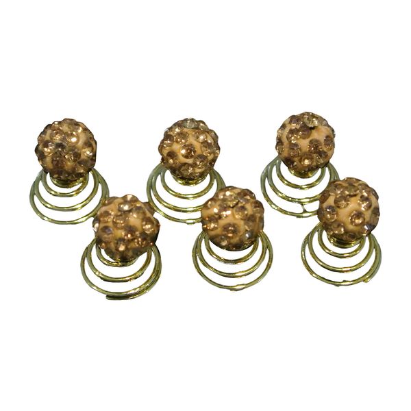 Shop Ginger Wedding Ship USA (Pack Of 6) Disco Ball Crystal Rhinestones Hair Twists (Gold)