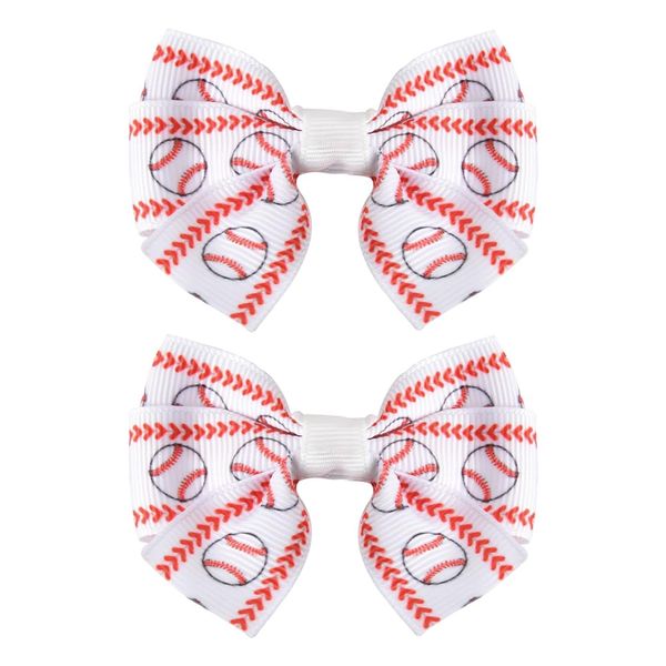 Baseball Bow Hair Clip for Women White Cheer Bows for Girls Baseball Hair Ribbons for Teens Bowknot Hair Barrettes for Kids Hair Bows Accessories for Teenagers Baseball Hair Clips for Teens 2Pcs