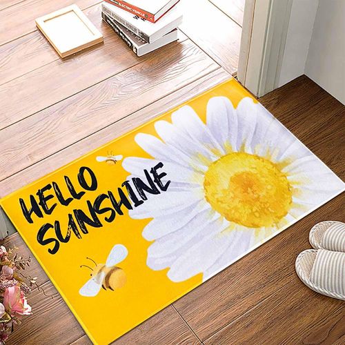 Sunflower Bee Doormat Decor 30"x17", Sunshine Door Mats for Bedroom Farmhouse Home Entryway Front Door Porch Outdoor Indoor Entrance Decorations