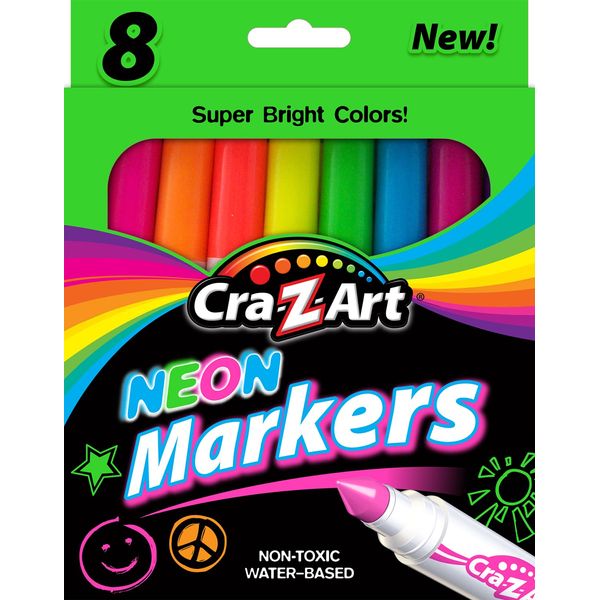 Cra-Z-art Neon Broadline Markers, 8 Count (10112)