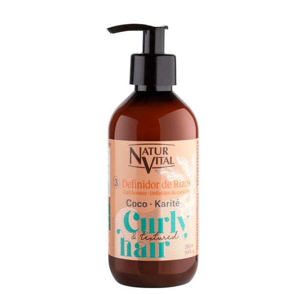 NaturVital Curly Booster Lockenformer für lockiges, gewelltes oder strukturiertes Haar, Creme mit Kokosnuss und Karité, ohne Silikone und Parabene, 280 ml