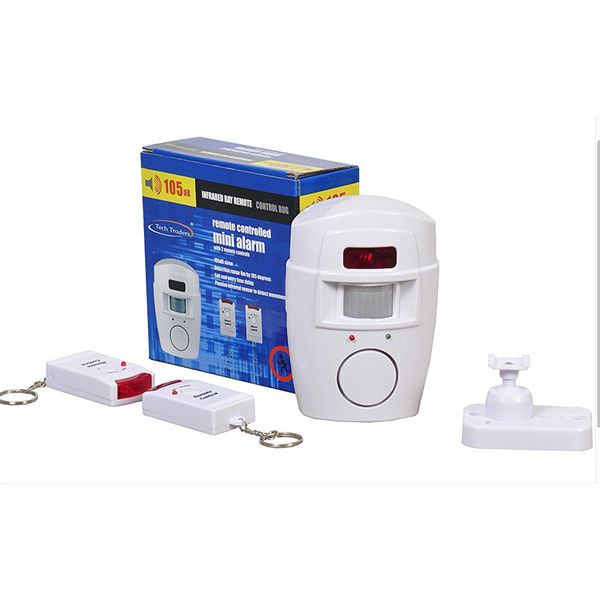 Tech Traders ® Wireless Pir Motion Sensor Alarm + 2 Remote Controls Shed Home Garage Caravan