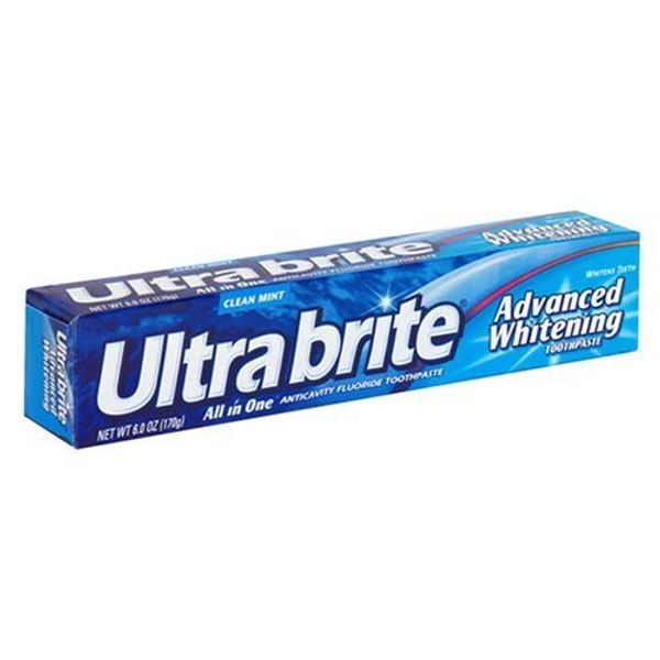 Ultra Brite Advanced Whitening Anticavity Fluoride Toothpaste, Clean Mint Flavor, 6 oz. (Pack of 12)