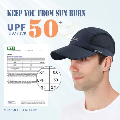 ELLEWIN Men's Baseball Cap UPF50 Hat W/Foldable Long Large Bill,One Size,D-Blue