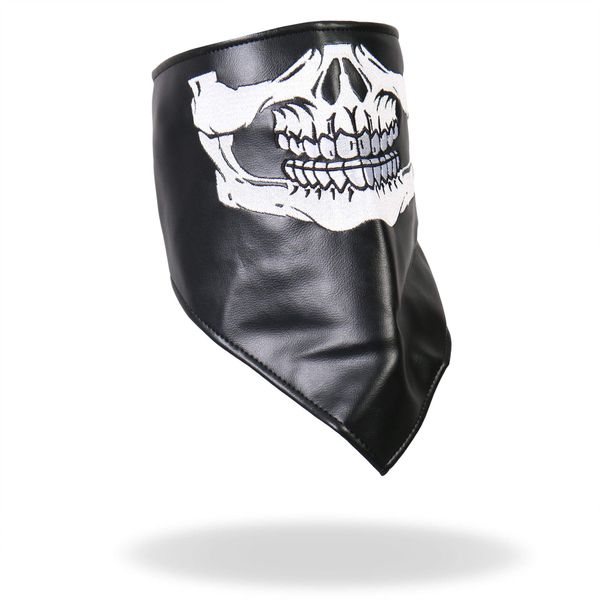 Hot Leathers Skull Face Leather Neck Warmer (Black)