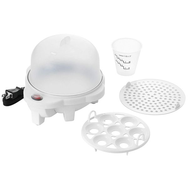 Maruyama Giken Petit Plaisile PDY-30 Electric Boiled Egg Cooker with Steamed Dish Steamer Shumai Shumai Egg Steamer White