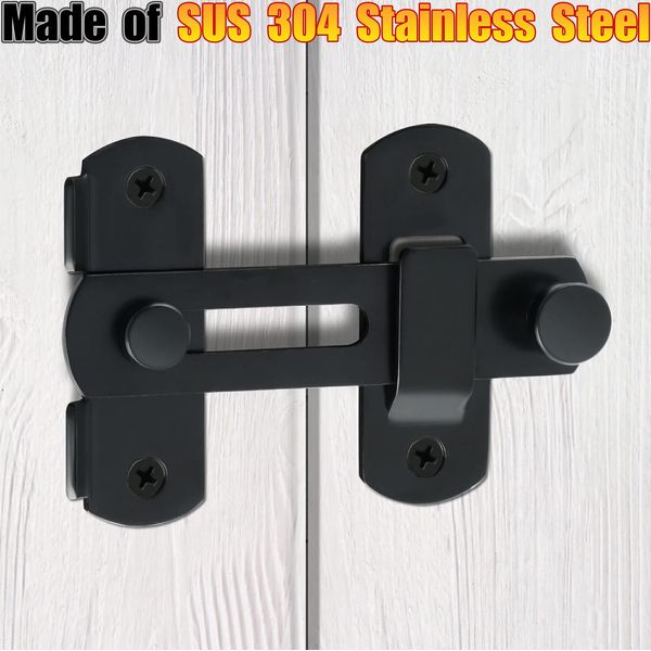 Alise Flip Latch Gate Latches Safety Door Lock for Barn Wood Fence Sliding French Doors,Heavy Duty SUS304 Stainless Steel Gate Hardware,Matte Black MS9500-B