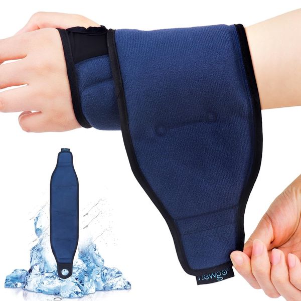 NEWGO Wrist Ice Pack Wrap for Carpal Tunnel Relief, Hot Cold Therapy Wrist Gel Pack for Hand Injuries, Arthritis, Swelling & Tendonitis