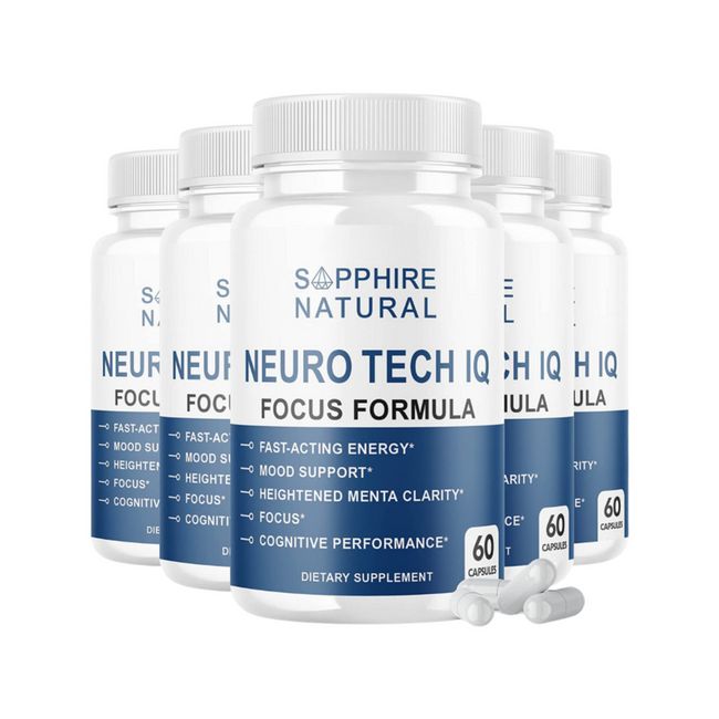 5-Pack Neuro Tech IQ Brain Supplement Neurotech Iq Focus Formula Pills- 300 Caps