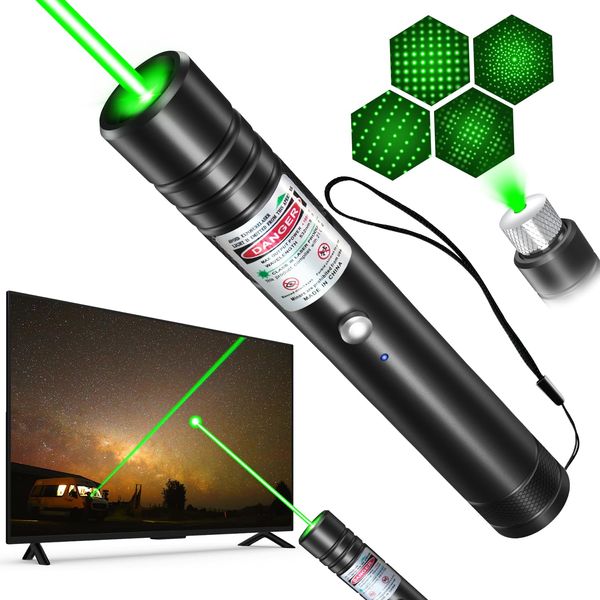 MIPREZT Rechargeable Green Laser Pointer high Power, 10000 Feet Long Range Laser Beam Light Pen, Strong Laser Pointer for TV LED LCD Screen, Green Laser Light for Dogs Cats Outdoor Hunting Teaching