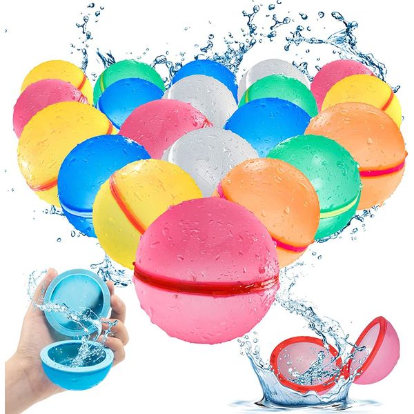 SOPPYCID Reusable Magnetic Water Balloons, Kids Summer Outdoor Toys, Quick Fill Self Sealing Water Bomb for Kids Adult Water Polo Fight Games,Summer Fun Party Water Balls with Storage Bag (20pack)