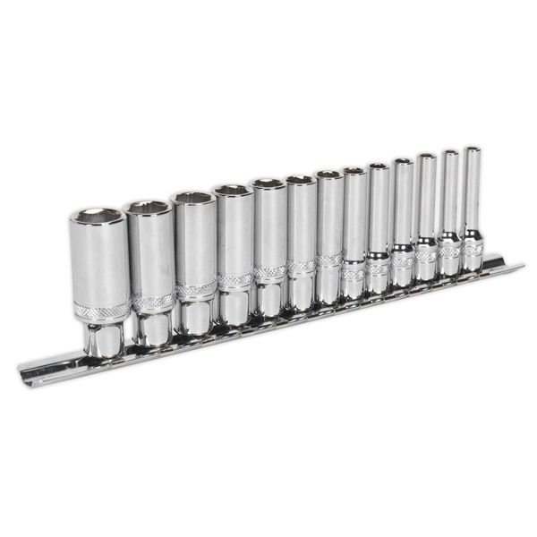Sealey Ak2747 Socket Set 13Pc 1/4In Sq Drive Deep Lock-On? 6Pt Metric