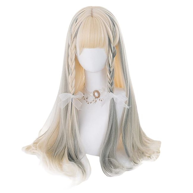 Harajuku Style GAL Wig, Lolita, Heat Resistant Wig, Cosplay, Gothic Lolita, Gothic (Orange Gray), Gradient, Long, Curly Hair, Mori Girl, Dream, Cute, Princess, Small Face, Women's, Parties, Costume,