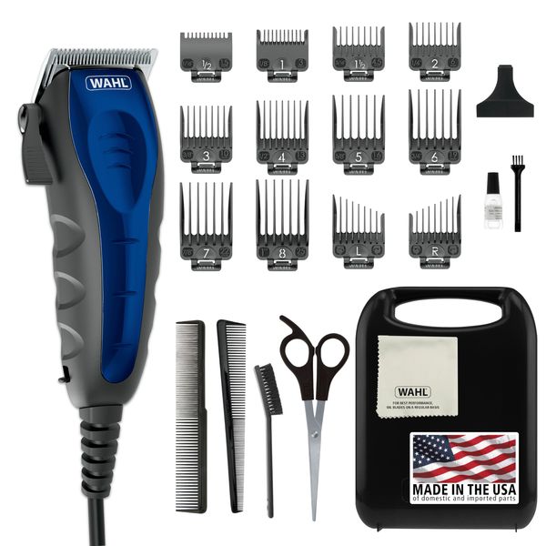 Wahl USA Self Cut Compact Corded Clipper Personal Haircutting Kit with Adjustable Taper Lever, and 12 Hair Clipper Guards for Clipping, Trimming & Personal Grooming – Model 79467