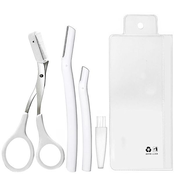 Eyebrow Set, Eyebrow Cut, Eyebrow Scissors, 5-piece Set, Scissors with Comb, Eyebrow Shaving, Eyebrow Comb, Eyebrow Makeup Tool, For Beginners, Beauty Facial, Comb Included, Cleaning Brush, Storage