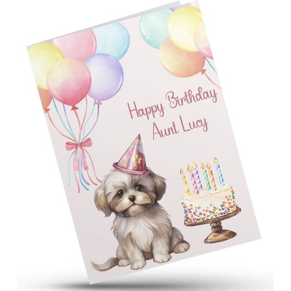 Personalised Pet Shih Tzu Happy Birthday Card DOG MUM / DAD ANY NAME / Age