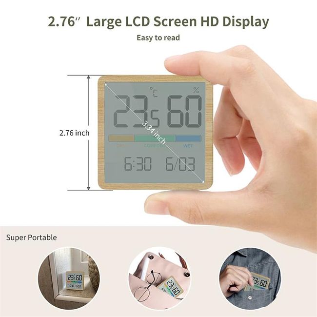 Digital Temperature and Humidity Meter Sensor Gauge Large LCD