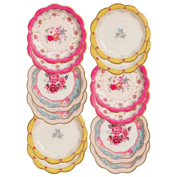 Talking Tables (17cm) Disposable Tea Party Vintage Floral Pretty Paper Plates | Truly Scrumptious Elegant Party Plates | Birthday Wedding Baby Shower Wedding Anniversary 12 count (pack of 1)