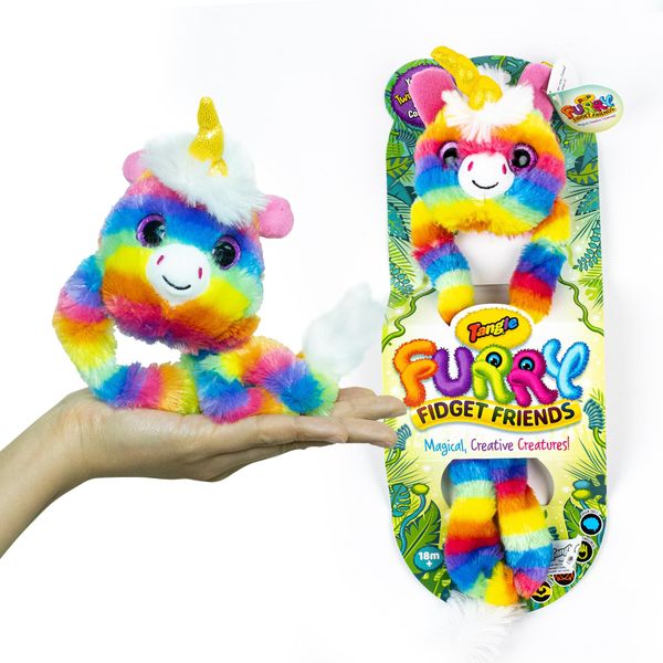 TANGLE Furry Fidget Friends - New! Uni The Unicorn - Plush Fidget Toy - Magical, Creative Creatures from The Tanglonia Universe - Take Your Furry Fidget Friend with You Everywhere!