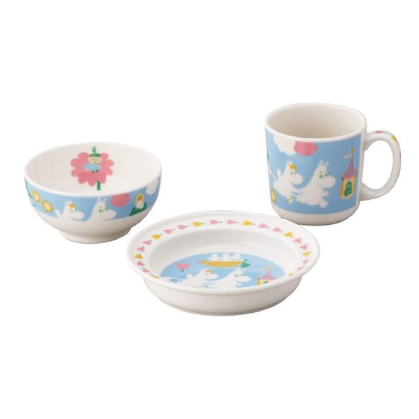 Yamaka Shoten MOOMIN MM1200-112 Baby Kids Tableware Set, 3 Pieces, Baby Children's Tableware (Gift Box Included) Microwave Dishwasher Safe Moomin Goods, Scandinavian Mother's Day Gift, Tableware,