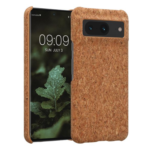 kwmobile Case Compatible with Google Pixel 8 Case - Cover with Cork Finish - Light Brown