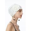 ZLYC Women's Beanie Hat with Flowers Elastic Chemo Hat, Flowers white, Einheitsgröße