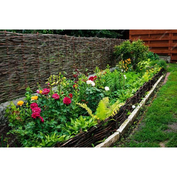 Beeteinfassung Weide 30 cm x 60 cm 10er Set - Weiden Steckzaun als Beetumrandung oder Gartenabgrenzung