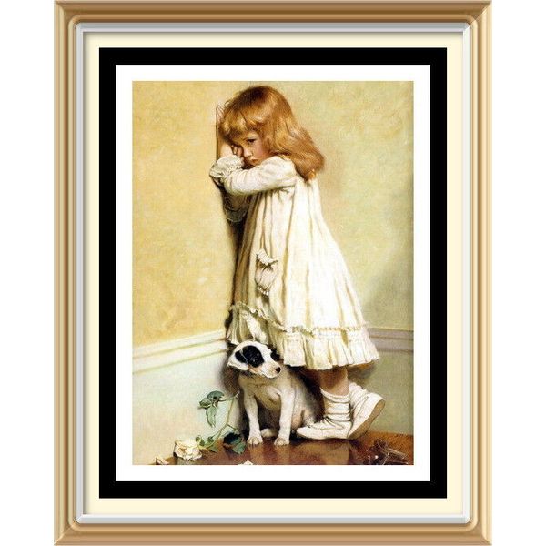 7x5 Portrait Mounted Wall Art Print CHARLES BURTON BARBER Print Dog IN DISGRACE