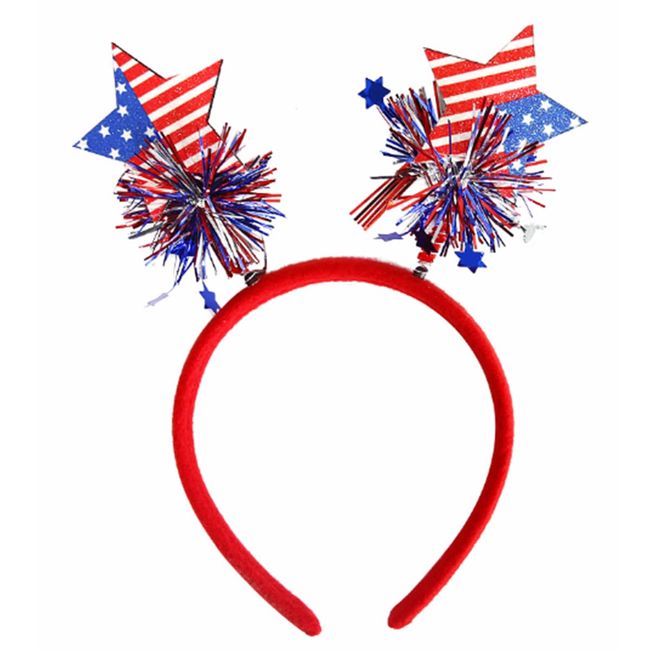 QDTK Patriotic Head Boppers Headband Fourth of July Glittery Stars Hair Bands Head Band for Women Kids Holiday Party Decor Supplies Accessories American Independence Day