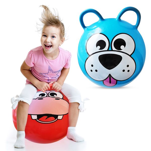 Hopper Ball for Kids - 20-inch Bouncy Ball with 2 Handles - Pump Included, Animal Bounce Ball in Vibrant Colors - Bouncing Jumping Ball for Toddlers, Kids 3+ (1 Pack) Color May Very