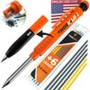Professional Carpenter Pencil With Sharpener And 6 Leads For Heavy Duty Use
