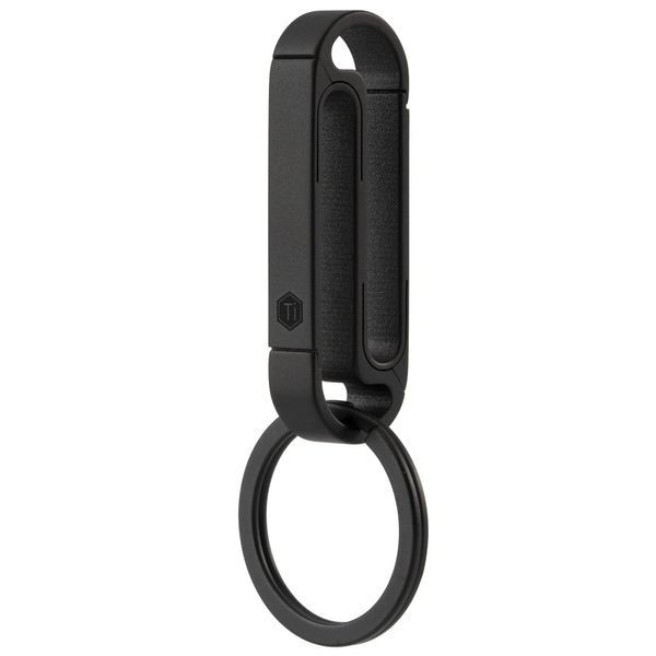 [KeyUnity] KM10 Carabiner Keychain, Titanium Keychain, Lightweight, Snap-On for Men, Belt, Medium, Sandblasted, PVD Black