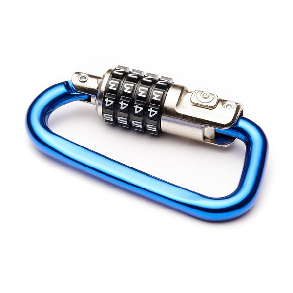 EyezOff 3.5" Carabiner Aluminum Multi Purpose Lock 4-Dial Combination D-Shape (Blue)
