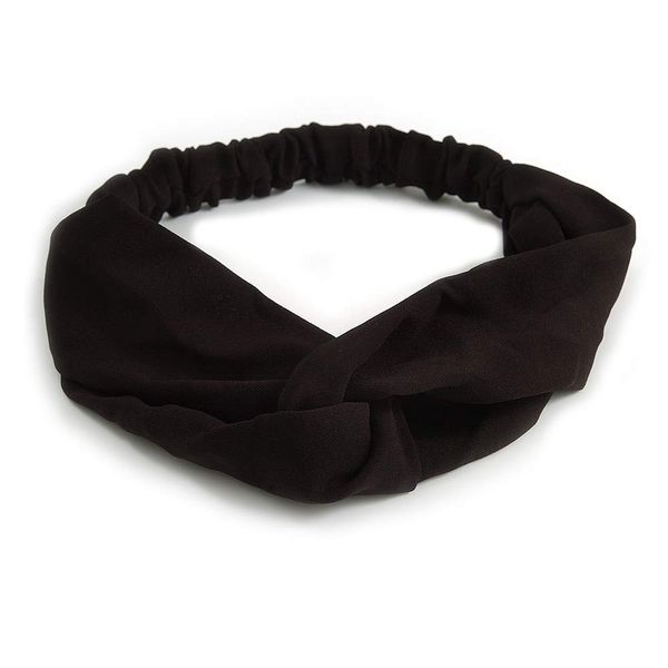 Classic Black Twisted Fabric Elastic Headband/Headwrap