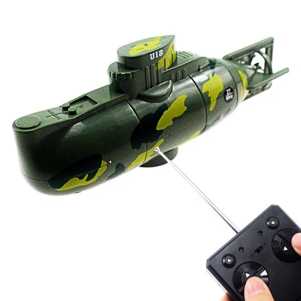 Tipmant Mini RC Submarine Remote Control Boat Ship Military Model Electronic Water Toy Diving for Fish Tank Water Tub Kids Birthday Gift (Green)