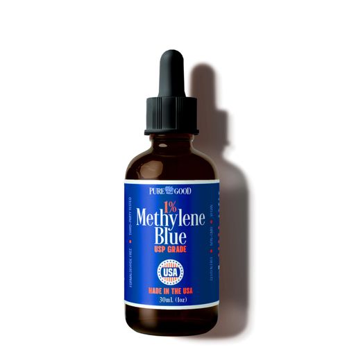 PureGood Pharmaceutical Grade Methylene Blue 1% (1 oz) | USP Grade, Third-Party Tested, Alcohol Free, Amber Dropper Bottle